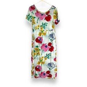 Jams World Dress Vintage Floral Poppies Print Crinkle Rayon - Long Maxi Sz S